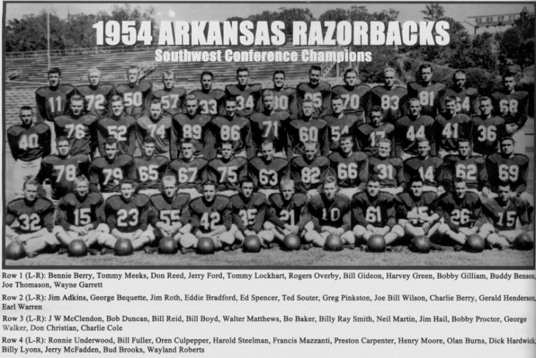 1954 Arkansas Razorback Team Photo